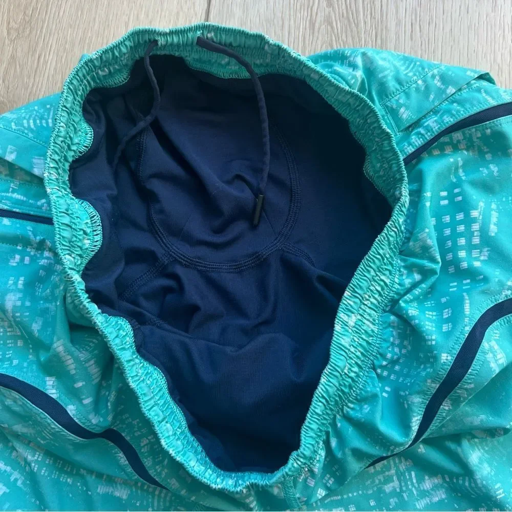 Lululemon Men’s Pace Breaker Running Short Lined Size Small Turquoise Pattern